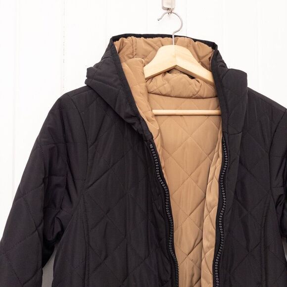 Universal Standard Cotswolds Reversible Puffer Coat Black/Brown - Picture 3 of 10